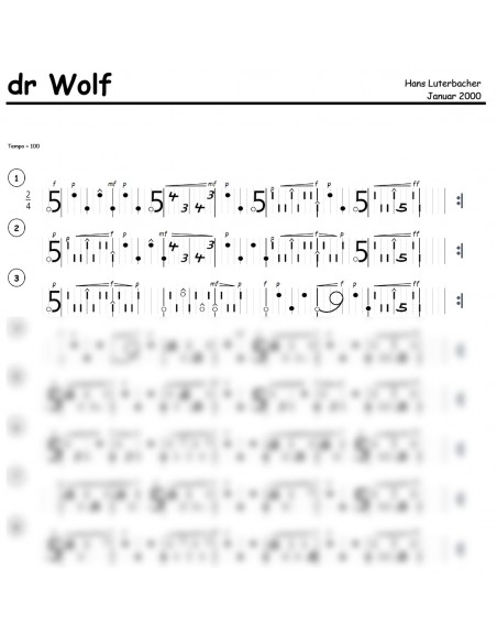 Wolf, dr / 2 Trommelnoten-Hieroglyphen / Luterbacher Hans
