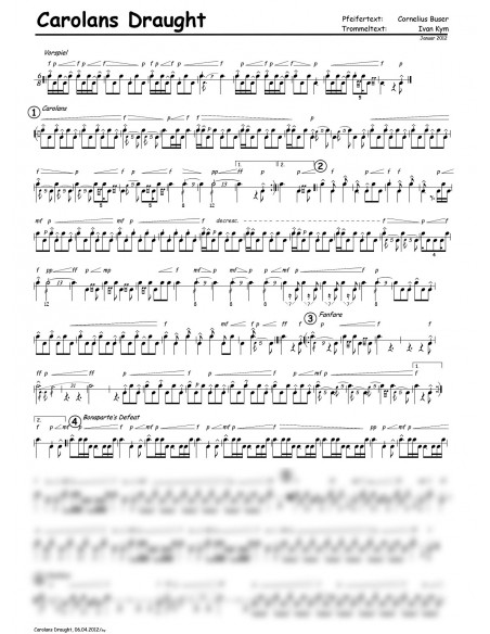 Carolas Draught 2 Trommelnoten zu Pfeifermarsch / Kym Ivan
