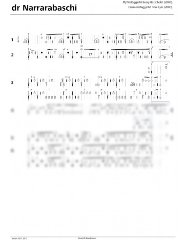 Narrarabaschi 2 Trommelnoten-Hieroglyphen zu Pfeifermarsch / Kym Ivan