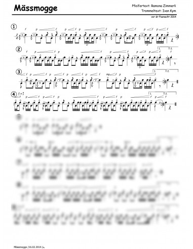 Mässmogge 2 Trommelnoten zu Pfeifermarsch / Kym Ivan