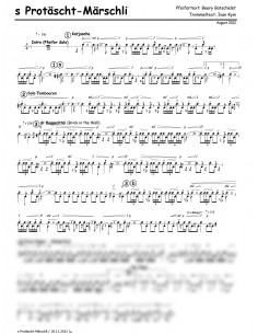 Protäscht Märschli, s / 2 Trommelnoten zu Pfeifermarsch / Kym Ivan