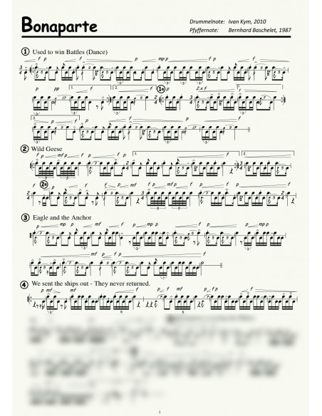Bonaparte 2 Trommelnoten zu Pfeifermarsch / Kym Ivan