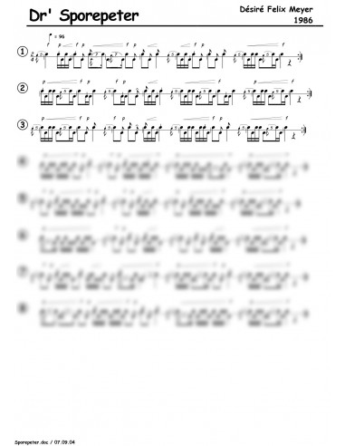 Sporepeter, dr / 1 Trommelnoten / Meyer Désiré Felix