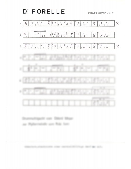 Forelle, d / 2 Trommelnoten-Hieroglyphen zu Pfeifermarsch / Meyer Désiré Felix