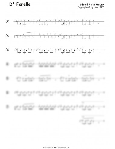 Forelle, d / 2 Trommelnoten zu Pfeifermarsch / Meyer Désiré Felix