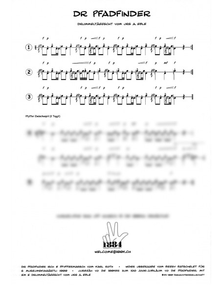 Pfadfinder, dr / Partitur / Trommel- und Pfeifernoten / Roth Karl & Ebel Urs