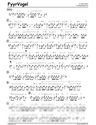 FyyrVogel 1 Trommelnoten zu Pfeifermarsch / Obrist Andri