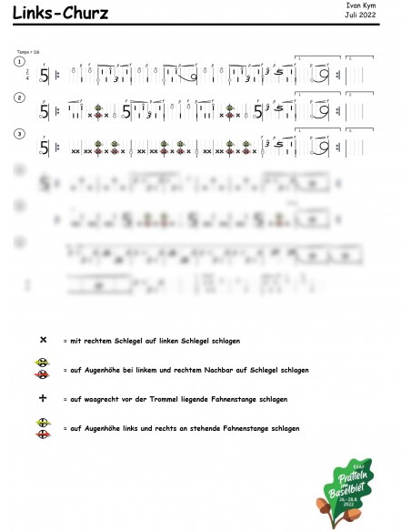 Links-Churz ESAF 2022 / 1 Trommelnoten-Hieroglyphen / KOSTENLOS / Kym Ivan