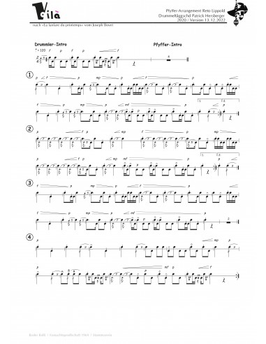 Voilà / 1 Trommelnoten zu Pfeifermarsch / Hersberger Patrick