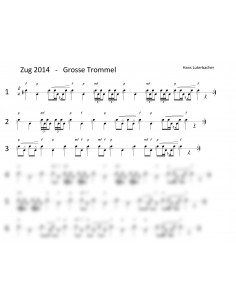 Zug 2014 für Grosse Trommel / 2 Trommelnoten / Luterbacher Hans