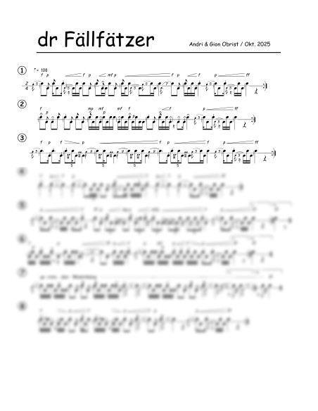 Fällfätzer, dr / 1 Trommelnoten / Obrist Abndri & Obrist Gion