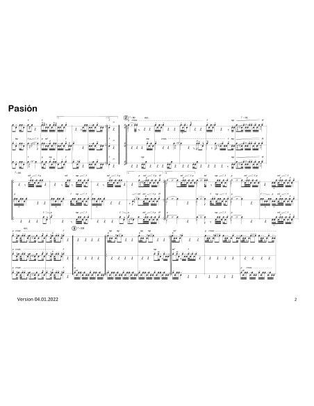 Pasión 1 Trommelnoten - Partitur / Holliger Sascha
