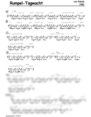 Rumpel-Tagwacht 1 Trommelnoten / Künzle Leo