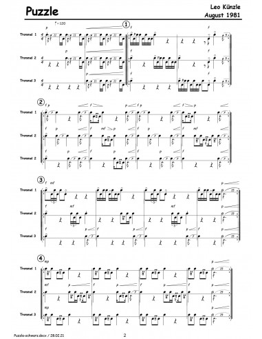 Puzzle Partitur inkl. Einzelstimmen / 1 Trommelnoten / Künzle Leo