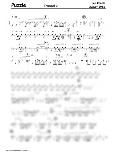 Puzzle Partitur inkl. Einzelstimmen / 1 Trommelnoten / Künzle Leo