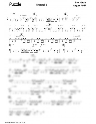Puzzle Partitur inkl. Einzelstimmen / 1 Trommelnoten / Künzle Leo