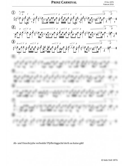 Prinz Carneval 1 Trommelnoten-Set / Labhardt Pascal & Ueli 1876