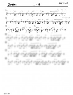 Dreier 1 Trommelnoten / Überliefert