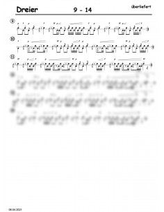Dreier 1 Trommelnoten / Überliefert 2