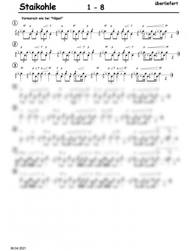 Staikohle 1 Trommelnoten / Überliefert