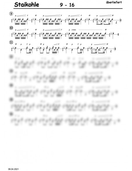 Staikohle 1 Trommelnoten / Überliefert