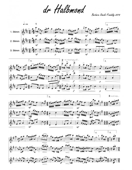 Halbmond, dr / 1 Partitur /  Trommel und Pfeifernoten / B. Freiermuth & C. Müller & R. Leuenberger  & Halbmond Clique