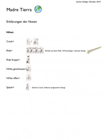 Madre Tierra 1 / Partitur inkl. Einzelstimmen / Trommelnoten / Holliger Sascha
