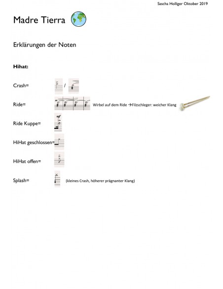 Madre Tierra 1 / Partitur inkl. Einzelstimmen / Trommelnoten / Holliger Sascha