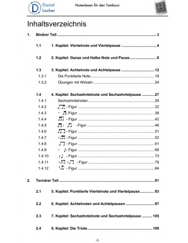 Notenlesen für Tambouren / 1 Lehrmittel mit 115 Seiten / Locher Daniel