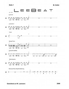 LeeBeat 1 / Partitur inkl. Einzelstimmen / Trommelnoten / Zollet Martin 2