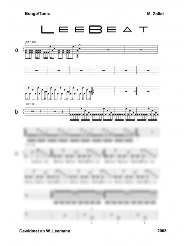 LeeBeat 1 / Partitur inkl. Einzelstimmen / Trommelnoten / Zollet Martin