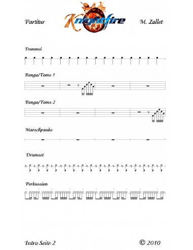 Knightfire 1 / Partitur inkl. Einzelstimmen mit 78 Seiten / Trommelnoten / Zollet Martin