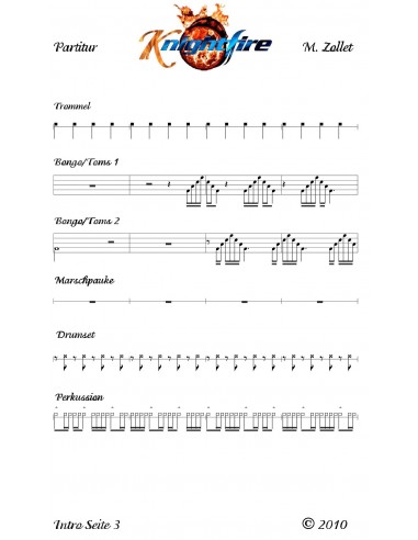 Knightfire 1 / Partitur inkl. Einzelstimmen mit 78 Seiten / Trommelnoten / Zollet Martin