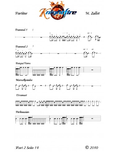 Knightfire 1 / Partitur inkl. Einzelstimmen mit 78 Seiten / Trommelnoten / Zollet Martin