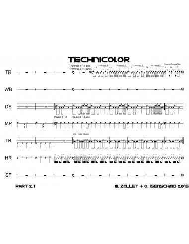 Technicolor 1 / Partitur inkl. Einzelstimmen / Trommelnoten / Zollet Martin
