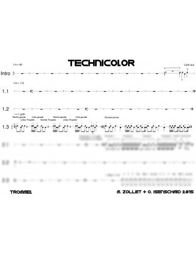 Technicolor 1 / Partitur inkl. Einzelstimmen / Trommelnoten / Zollet Martin