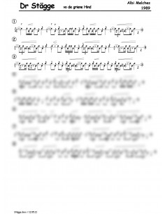 Stägge, dr / 1 Trommelnoten / Melches Albi