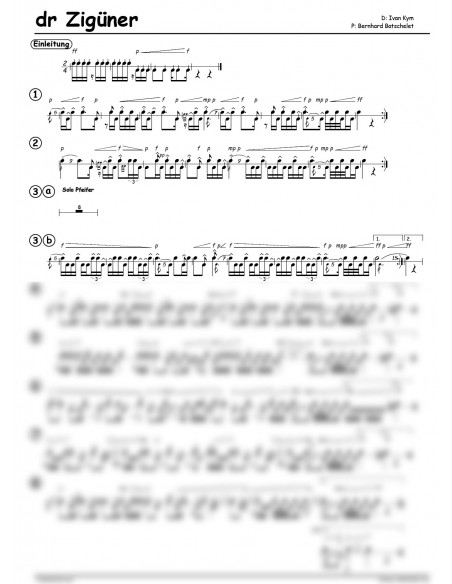 Zigüner, dr / 2 Trommelnoten zu Pfeifermarsch / Kym Ivan