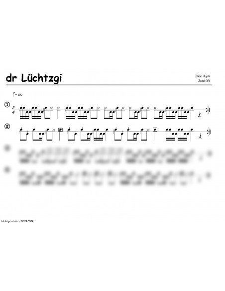 Lüchtzgi, dr / 1 Trommelnoten / Kym Ivan